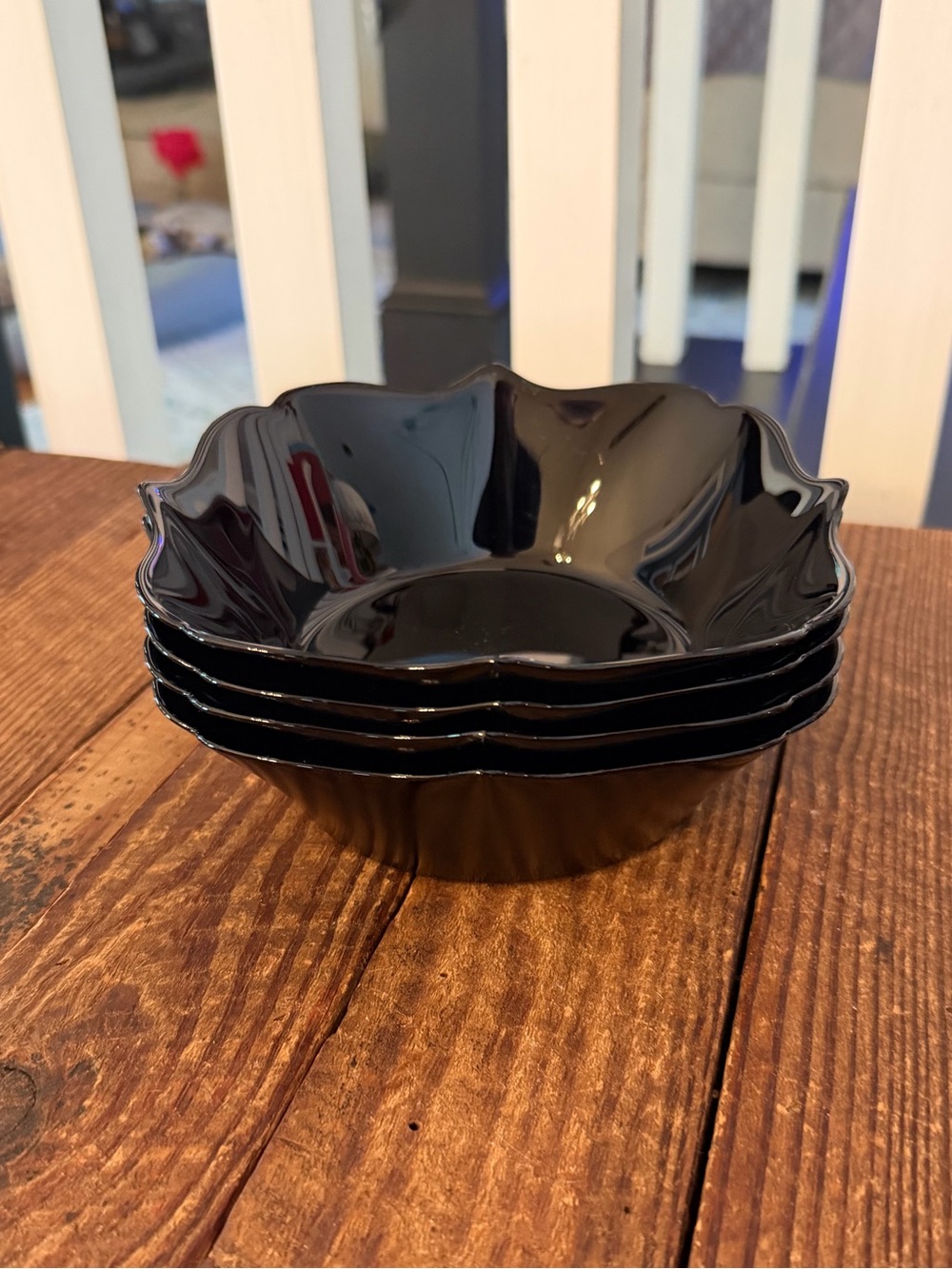 Set of (4) vintage Luminarc France Authentic Black glass bowls